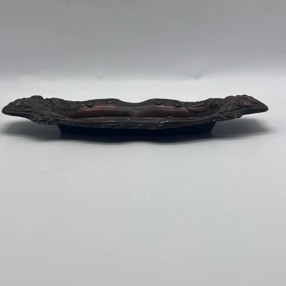 Vintage Vanity Tray Trinket Dish Metal Ornate Art Nouveau Made in Japan